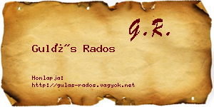 Gulás Rados névjegykártya